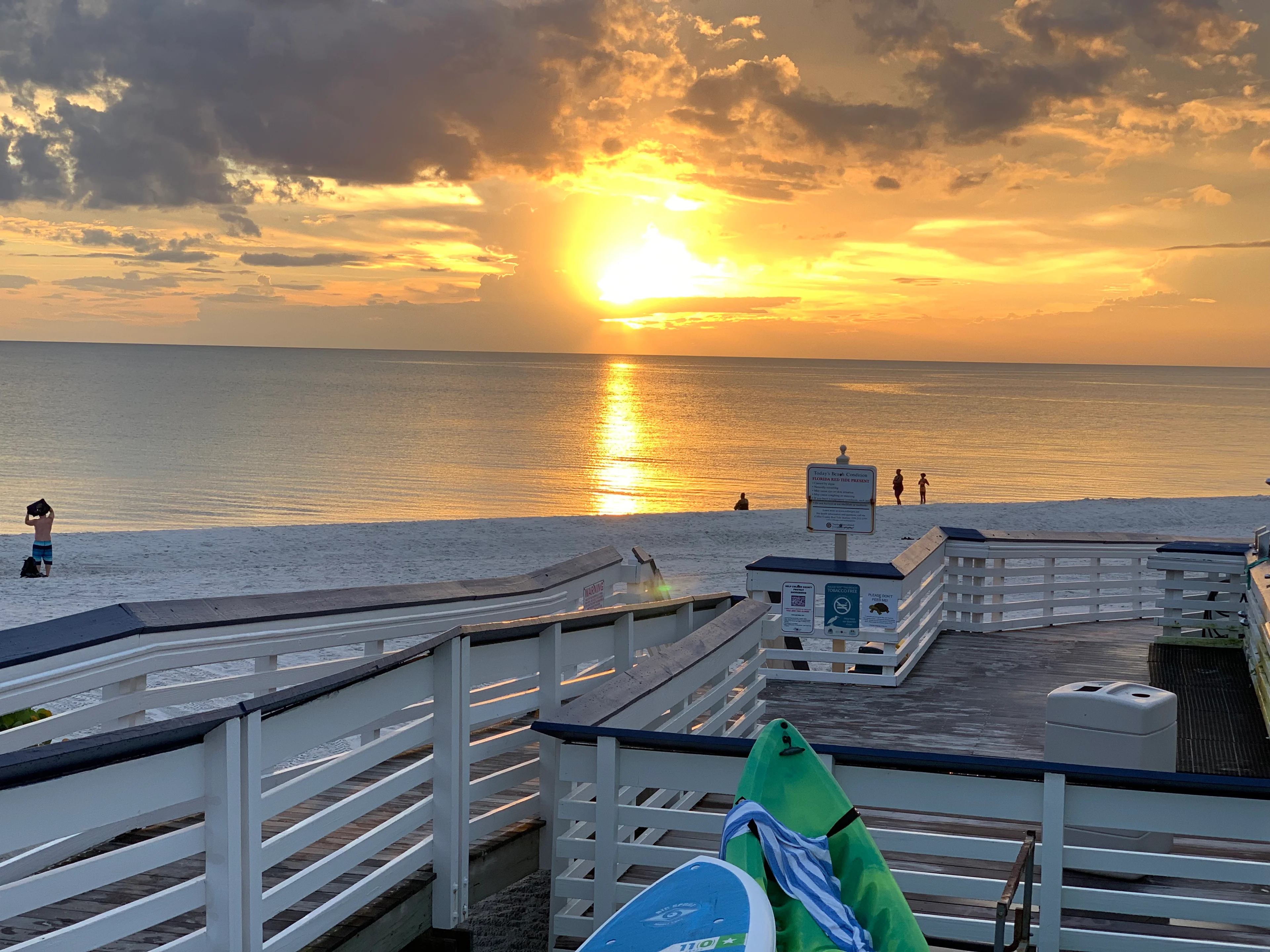 Sunset from the beach access deck at Clam Pass in Naples